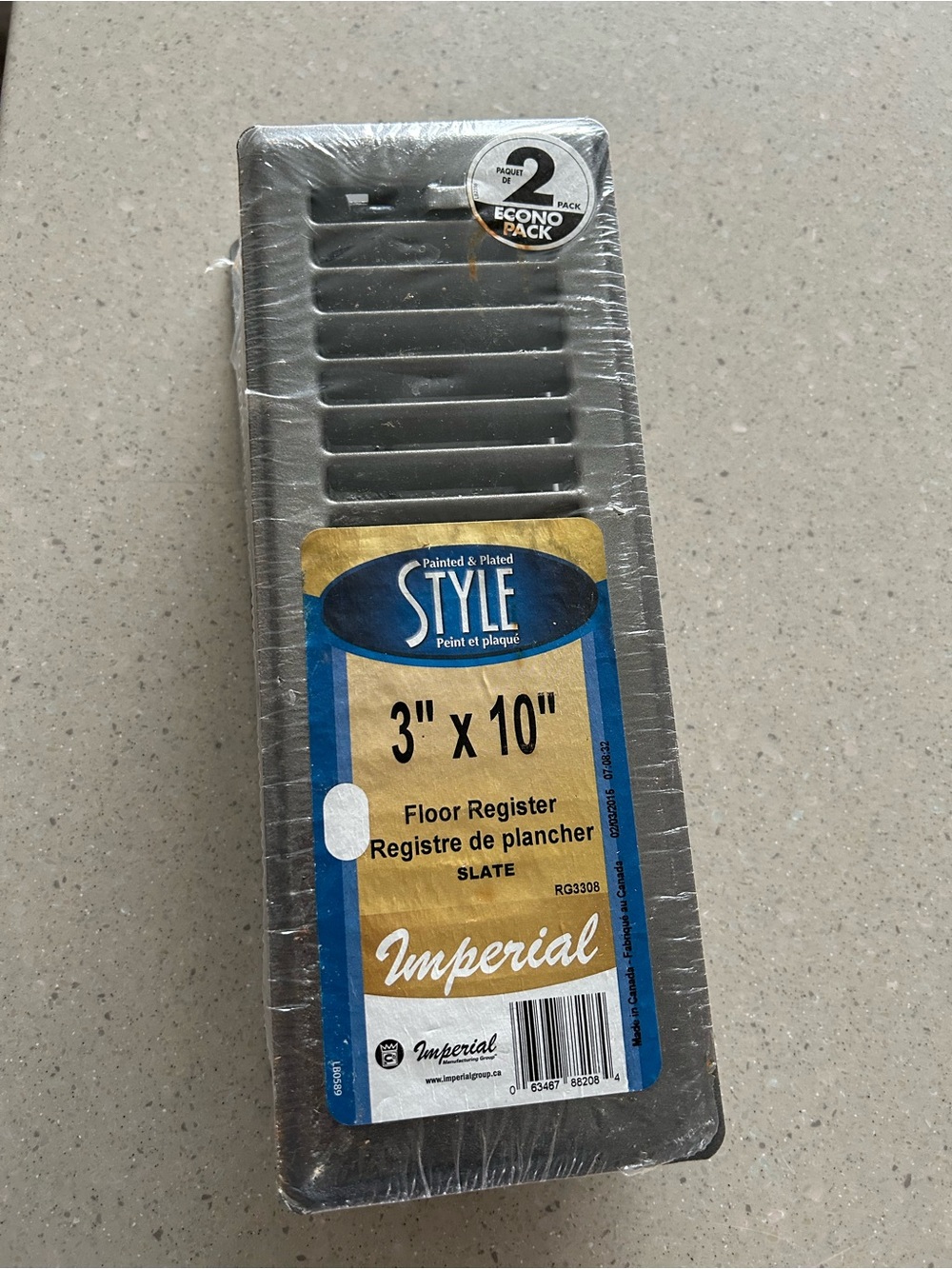 STYLE Imperial 3" x 10" Floor Register - Slate (2 Pack)